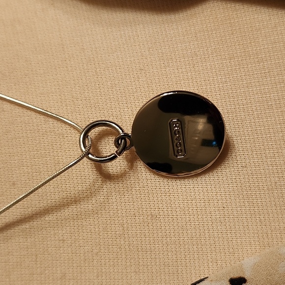 Coach Logo Circle Pendant W/Necklace That's Unbranded All Stainless Steel 18" - Picture 3 of 9